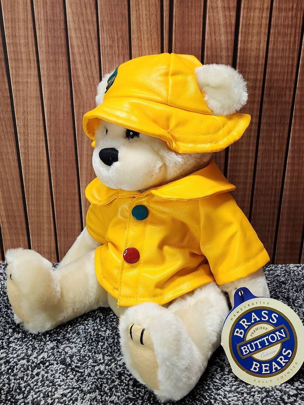 Collectable 1996 Brass Button Bear Collection Rain Coat Bear "Harper" #A85
